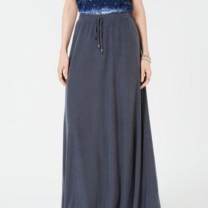 !!~ Dark Grey Drawstring Maxi Skirt ~!!